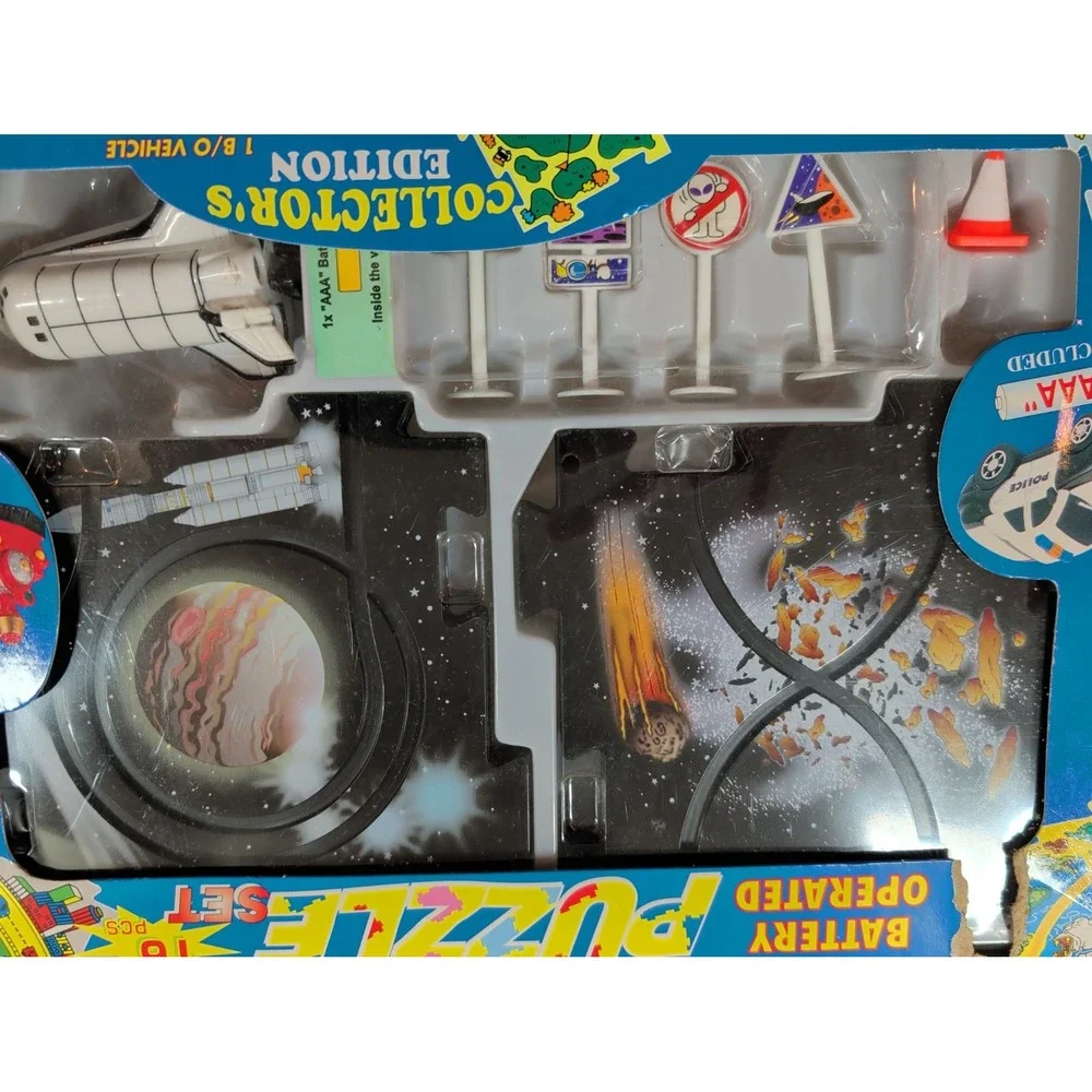 Vintage Battery Operated Puzzle‎ Set Space Shuttle Motorized Track 16 Pcs S-1779